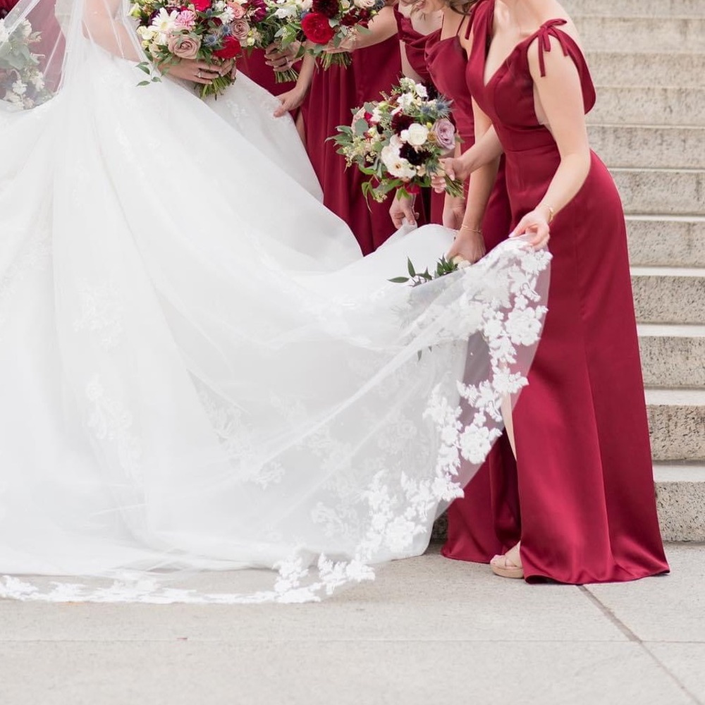 Red Maxi Dress - Jasmine B2 Silk Crepe Charmeuse Bridesmaid